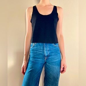 Black knit crop top tank